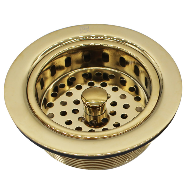 Polished Brass Kitchen Sink Basket Strainer with Stopper