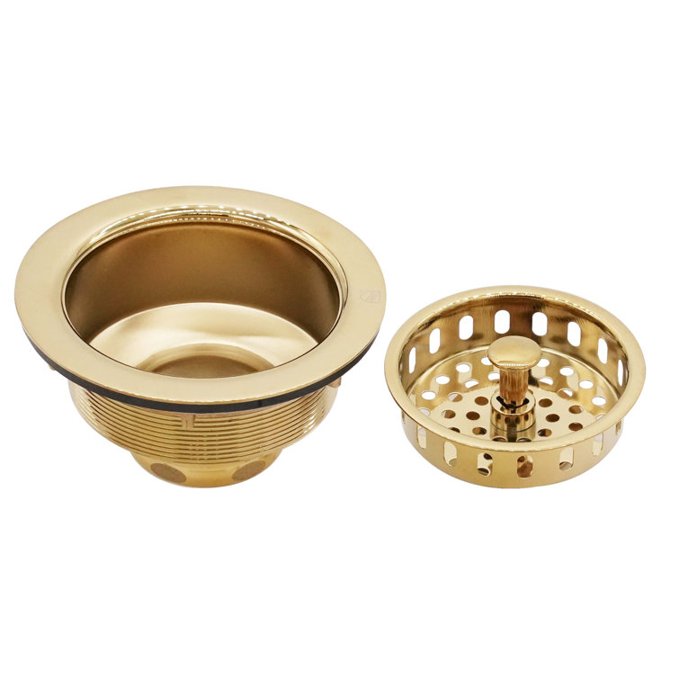 Polished Brass Kitchen Sink Basket Strainer with Stopper