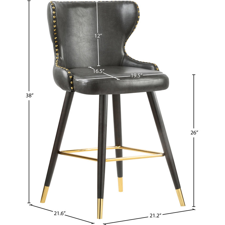 Hendrix 40" Gray Leather and Metal Counter Stool