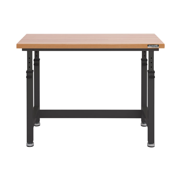 Graphite Adjustable Height Heavy-Duty Wood Top Workbench