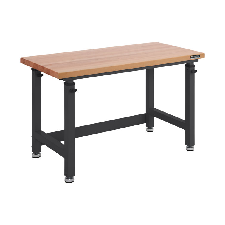 Graphite Adjustable Height Heavy-Duty Wood Top Workbench