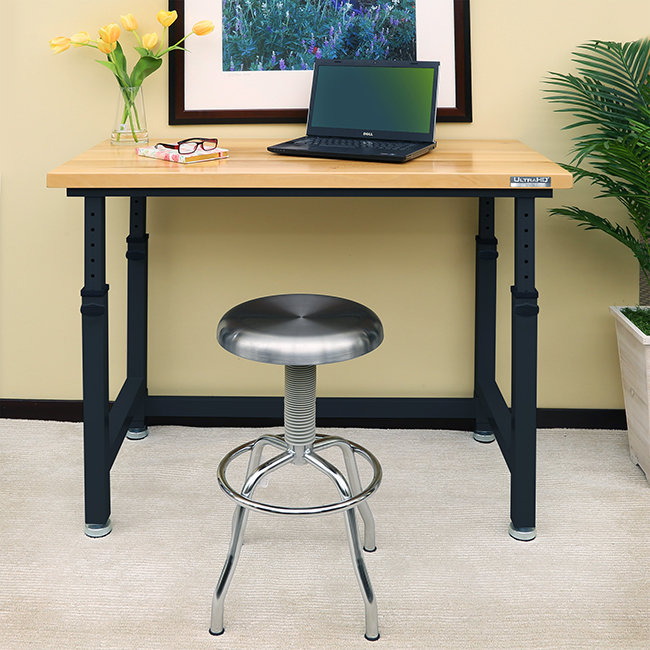 Graphite Adjustable Height Heavy-Duty Wood Top Workbench