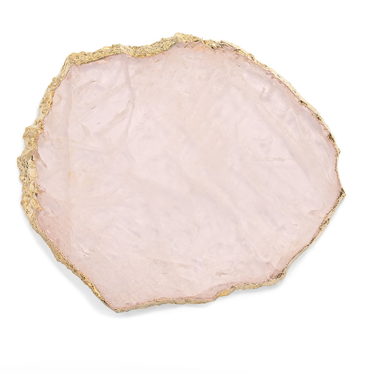 Large Rose Quartz and Gold Decorative Platter