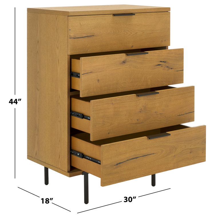 Artemi Rustic Wood 4-Drawer Dresser with Bronze Accents