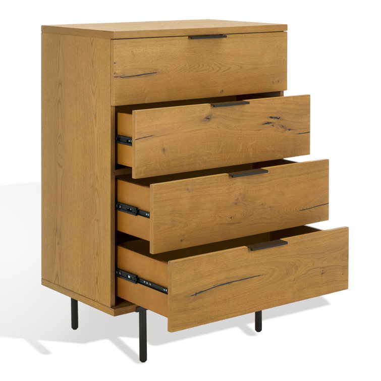 Artemi Rustic Wood 4-Drawer Dresser with Bronze Accents