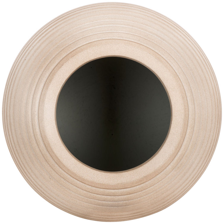 Beige Ribbed Ficonstone and Cement Indoor/Outdoor Planter Pot
