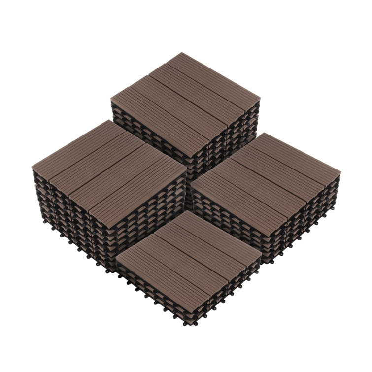Mocha Brown Interlocking Composite Deck Tiles for Outdoor Flooring