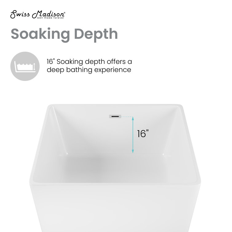 Voltaire 47" White Acrylic Square Freestanding Bathtub