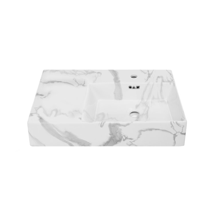 St. Tropez 24" White Marble Wall-Mount Bathroom Sink