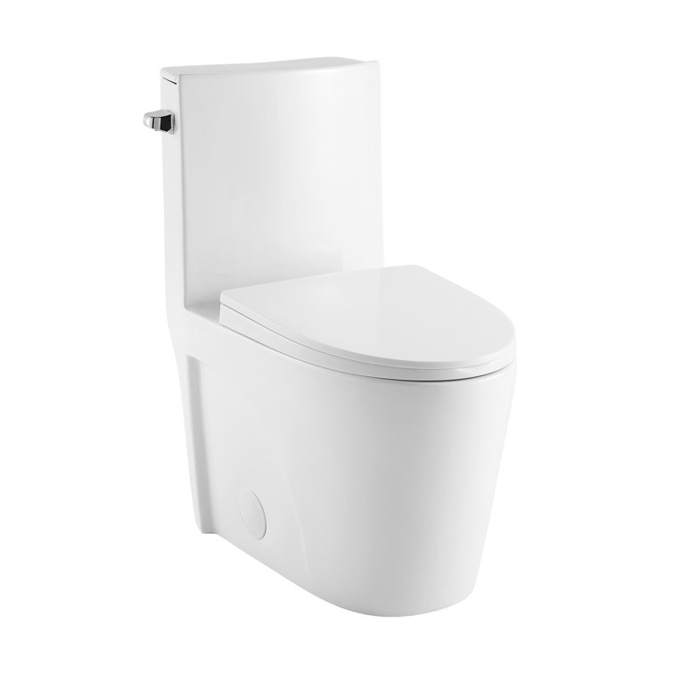 Glossy White High Efficiency One-Piece Elongated Toilet