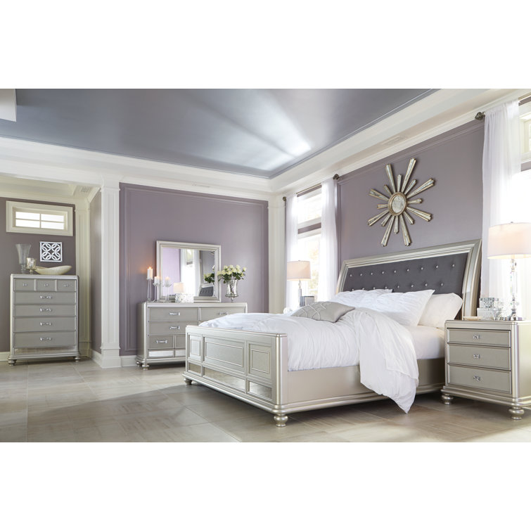 Glamorous Silver Mirrored 5-Drawer Chest with Felt-Lined Dovetail Drawers