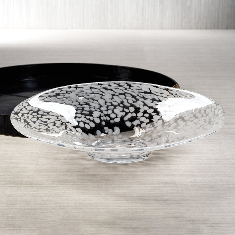 Handcrafted Round White Confetti Glass Decorative Bowl