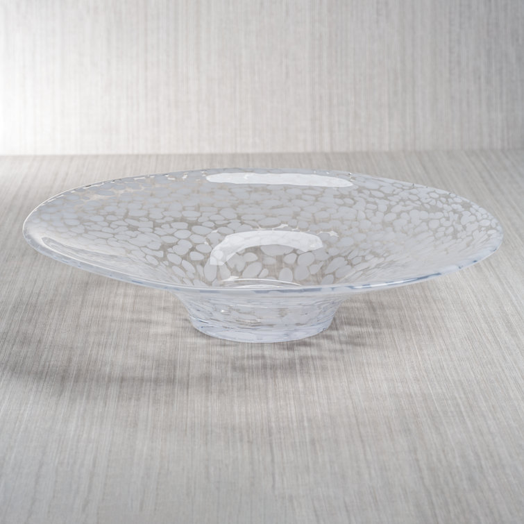 Handcrafted Round White Confetti Glass Decorative Bowl