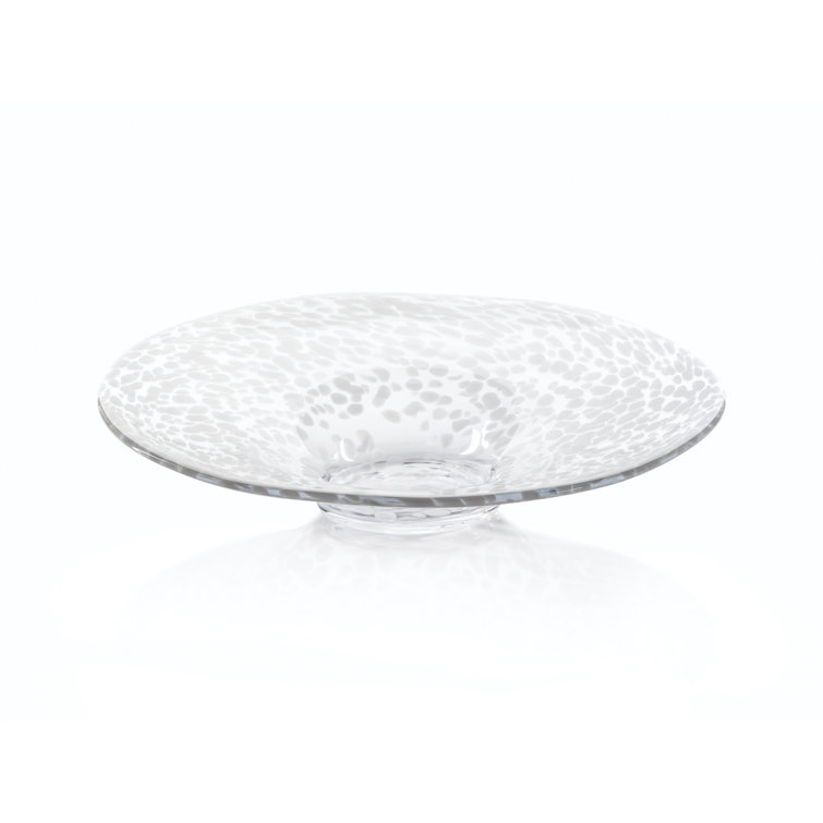 Handcrafted Round White Confetti Glass Decorative Bowl