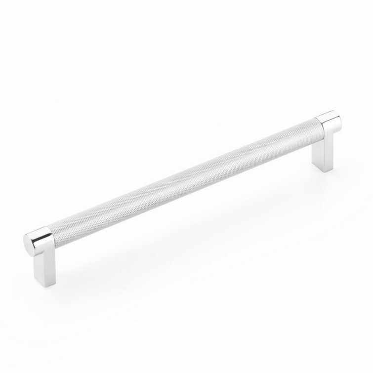 Polished Chrome Knurled 8" Cabinet Pull Bar