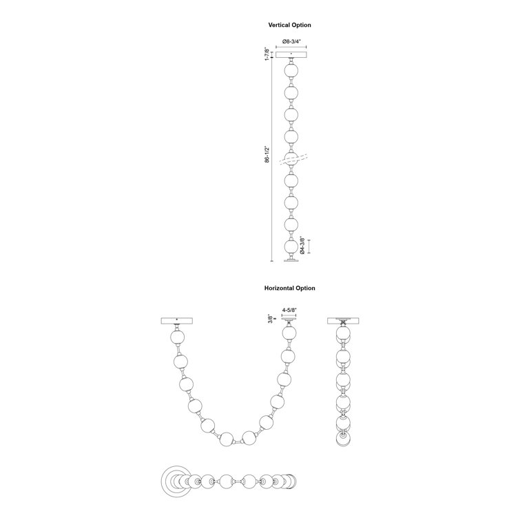 Marni Polished Nickel 12-Light LED Beaded Glass Pendant