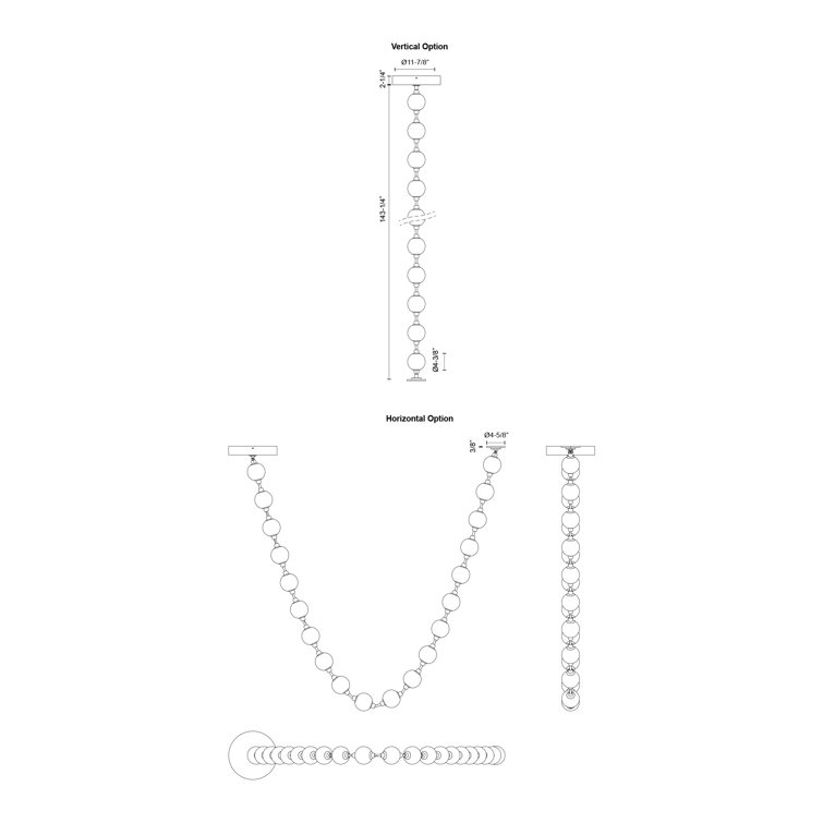 Polished Nickel 20-Light LED Pendant with Aluminum Spheres