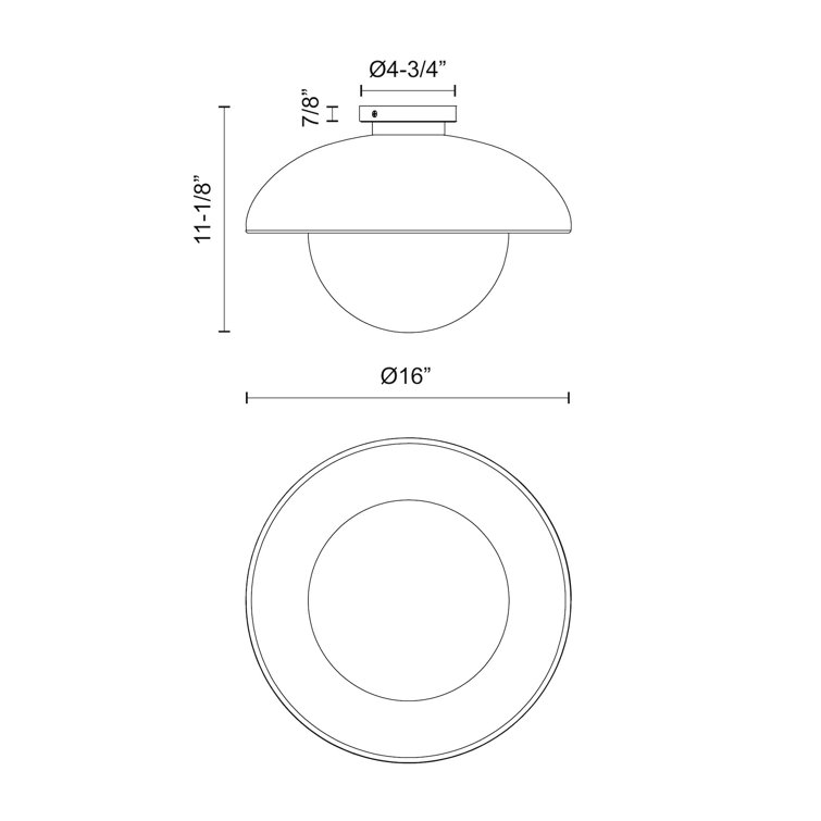 Rubio 16" Matte Black Globe Flush Mount with Opal Glass