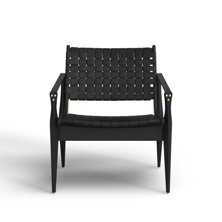 Black Mahogany Leather Safari Accent Chair 25"