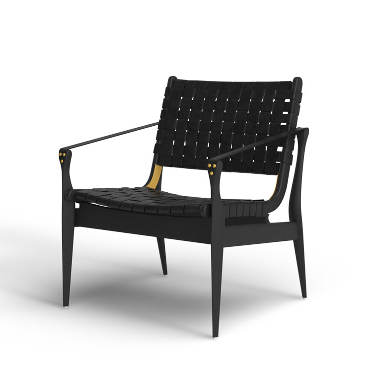 Black Mahogany Leather Safari Accent Chair 25"