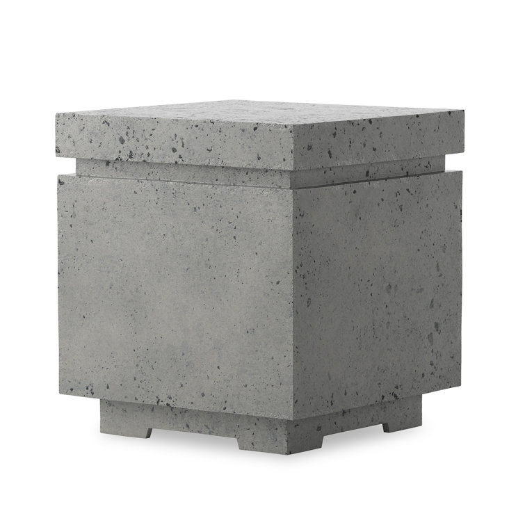 Pewter Concrete Square Outdoor Propane Fire Pit Table