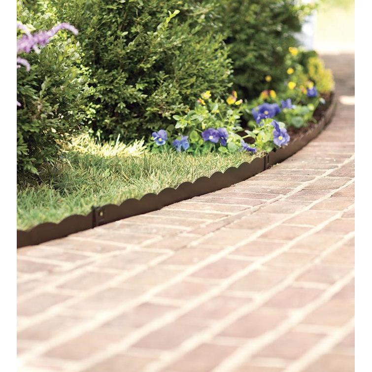 3"H Brown Bendable Galvanized Steel Garden Edging with Scalloped Top