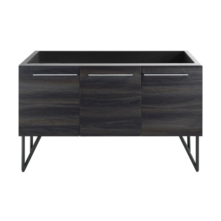 Annecy 60" Dark Brown Walnut Freestanding Double Bathroom Vanity