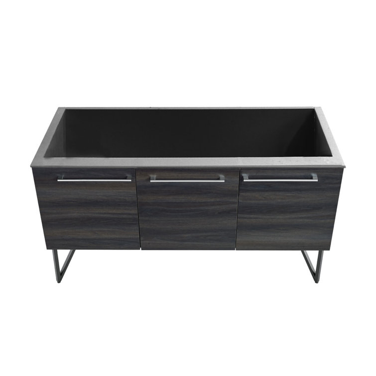 Annecy 60" Dark Brown Walnut Freestanding Double Bathroom Vanity