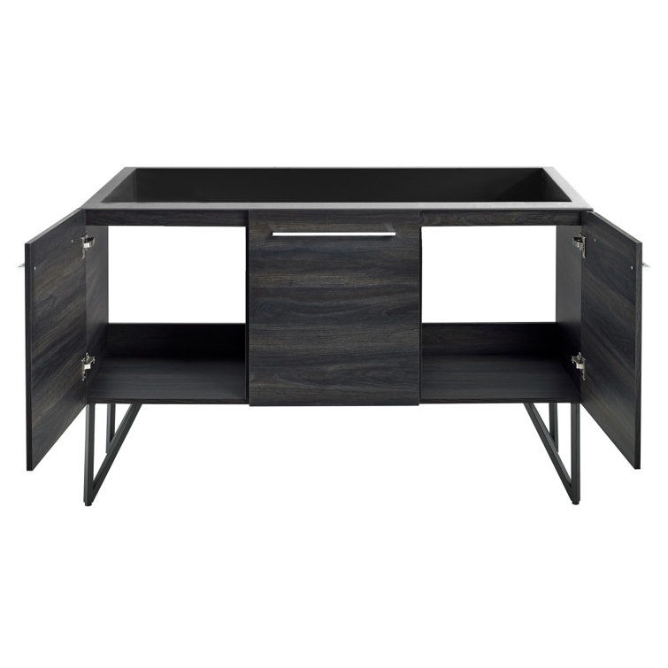 Annecy 60" Dark Brown Walnut Freestanding Double Bathroom Vanity