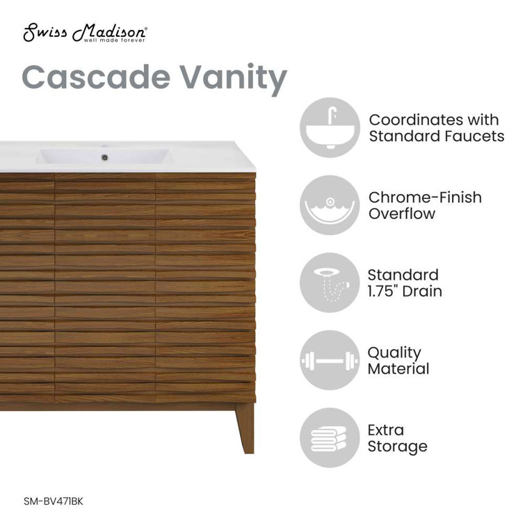 Cascade 36" Brown Oak Freestanding Bathroom Vanity with White Top