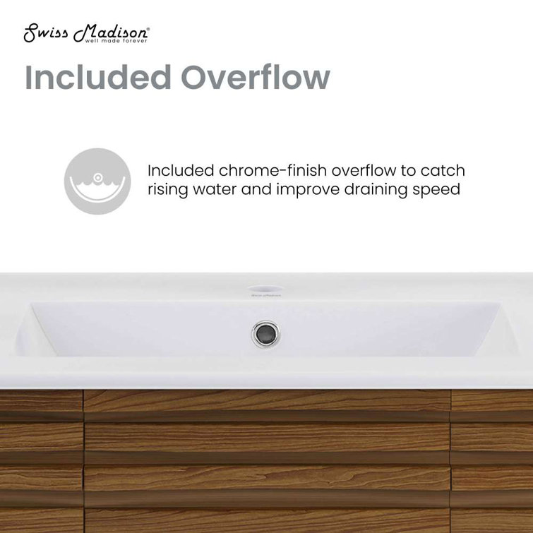 Cascade 36" Brown Oak Freestanding Bathroom Vanity with White Top
