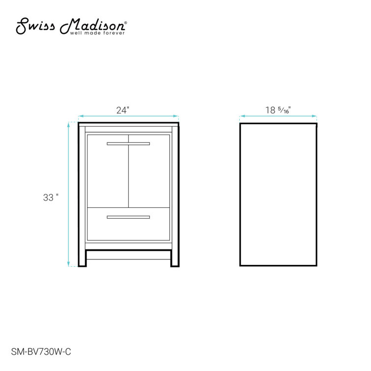 Virage 24" Glossy White Freestanding Bathroom Vanity