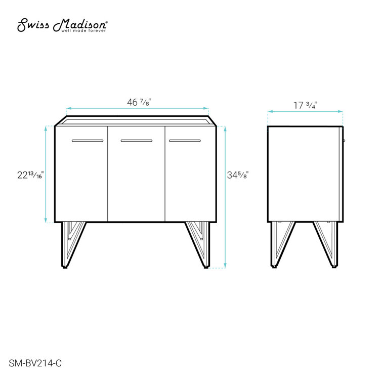 Annecy 48" Glossy White and Black Walnut Bathroom Vanity Cabinet