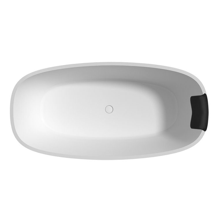 71'' Matte White Freestanding Soaking Tub with Black Pillow