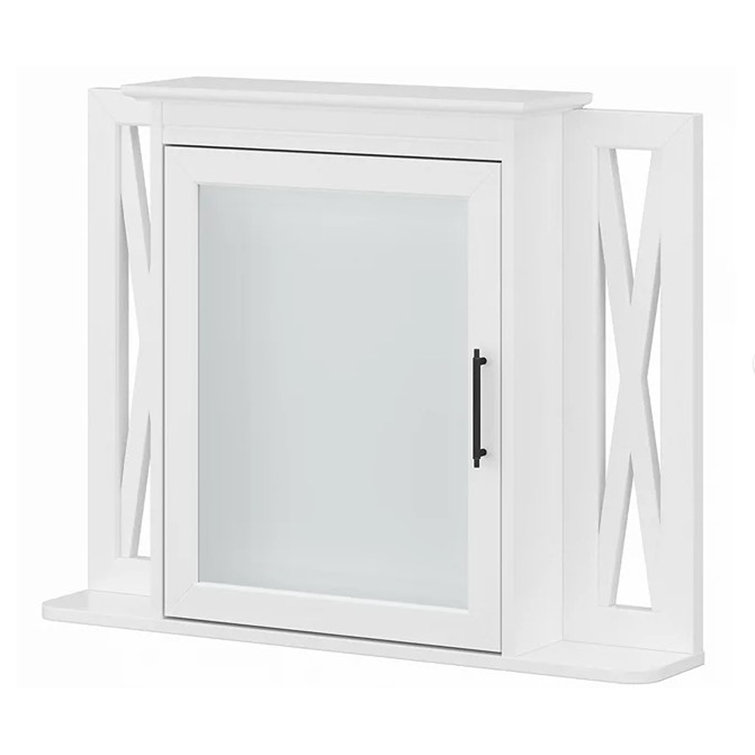 White Ash Farmhouse Wall-Mount Medicine Cabinet with Mirror