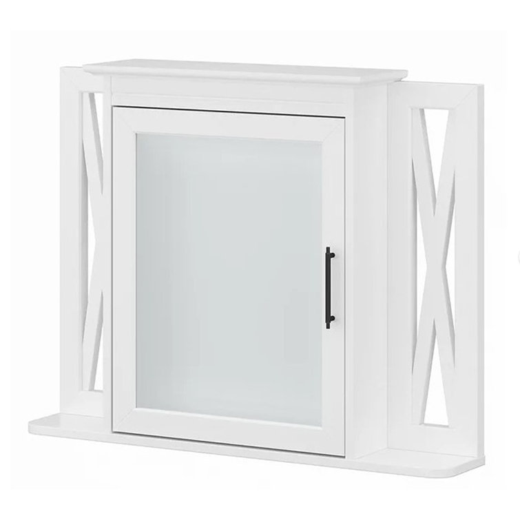 White Ash Farmhouse Wall-Mount Medicine Cabinet with Mirror