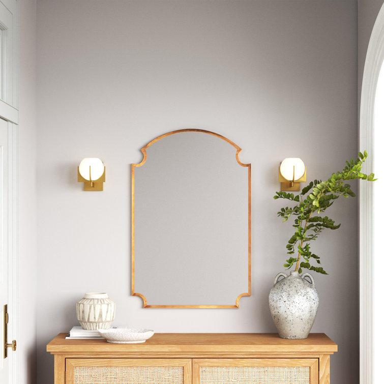 Luxurious Gold Leaf Rectangular Wood Wall Mirror