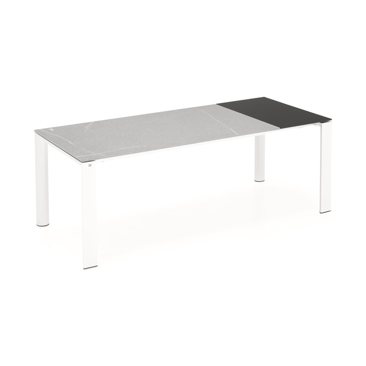 Optic White & Piasentina Grey Extending Ceramic Dining Table