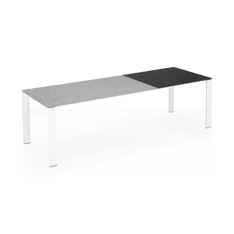 Optic White & Piasentina Grey Extending Ceramic Dining Table