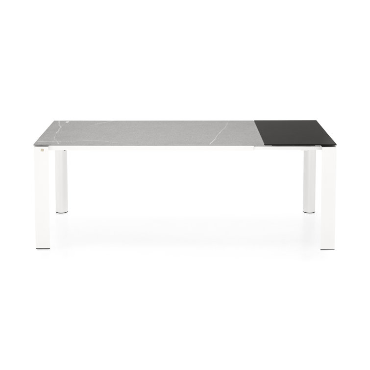 Optic White & Piasentina Grey Extending Ceramic Dining Table