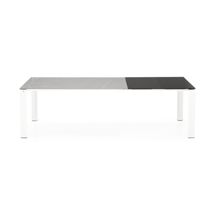 Optic White & Piasentina Grey Extending Ceramic Dining Table