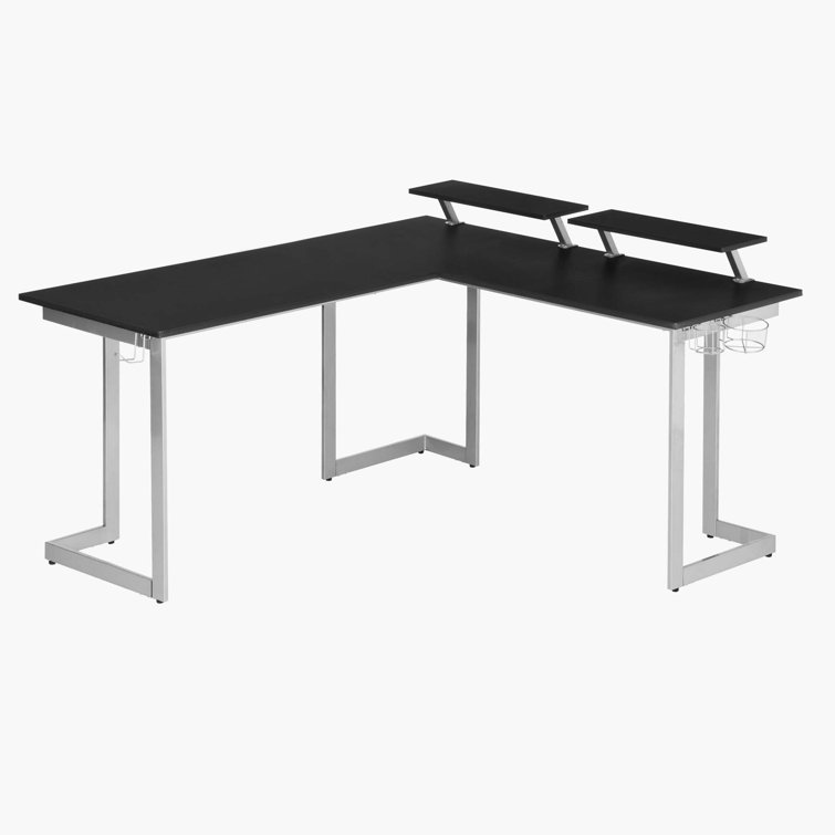 Techni Sport Warrior L-Shaped Gaming Desk with Cup Holders and Headphone Hook