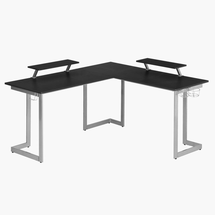Techni Sport Warrior L-Shaped Gaming Desk with Cup Holders and Headphone Hook