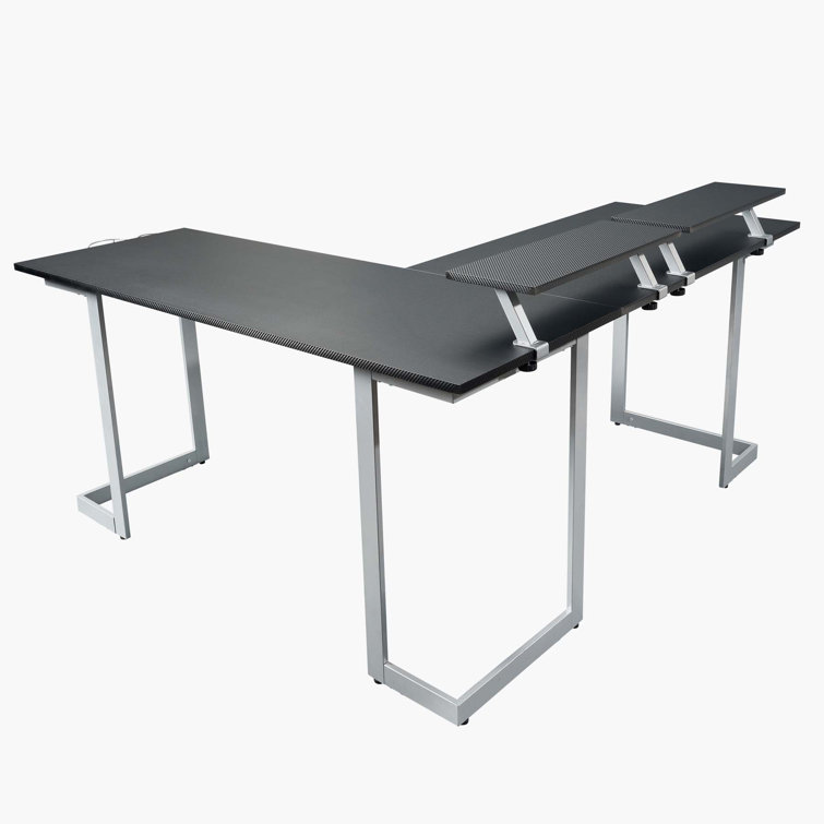 Techni Sport Warrior L-Shaped Gaming Desk with Cup Holders and Headphone Hook