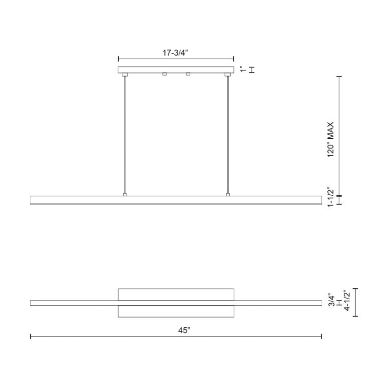 Vega 45" Brushed Nickel LED Linear Island Pendant