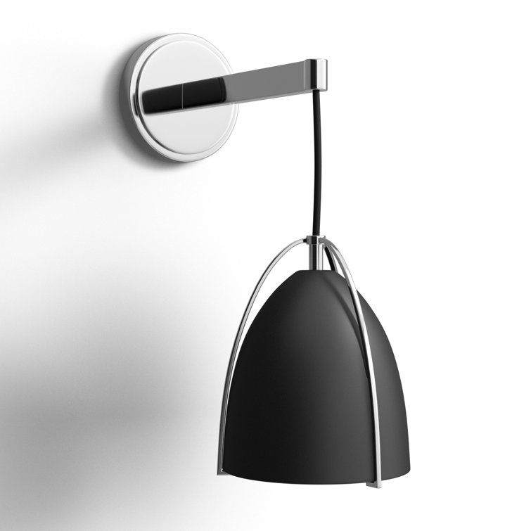 Norman Midnight Black and Chrome 1-Light Outdoor Wall Sconce