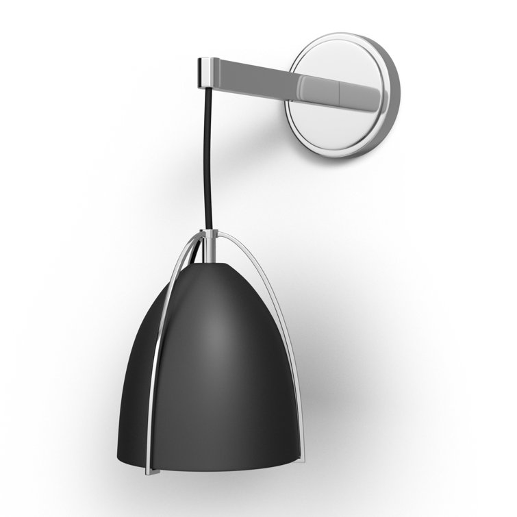 Norman Midnight Black and Chrome 1-Light Outdoor Wall Sconce