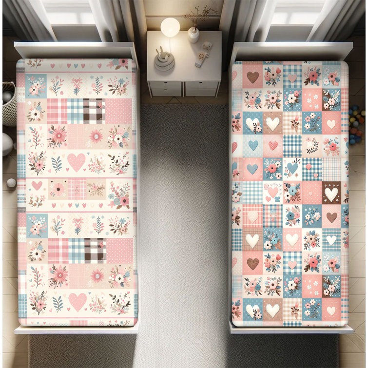 Ivory and Pastel Floral Microfiber Queen Fitted Sheet Set