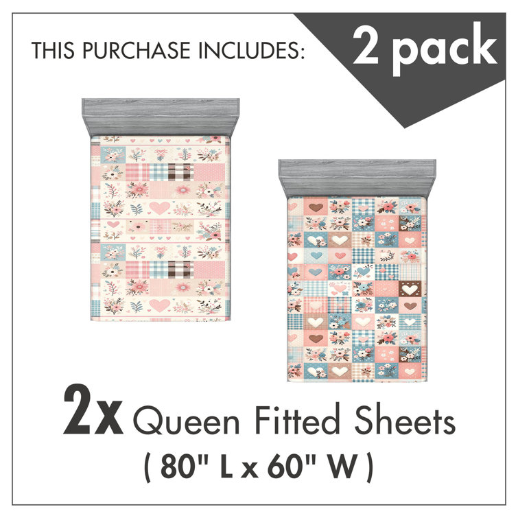 Ivory and Pastel Floral Microfiber Queen Fitted Sheet Set