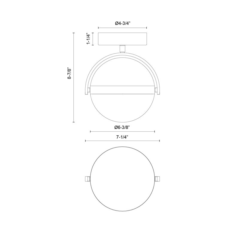 Globo Matte Black Aluminum LED Semi Flush Mount